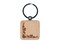 Swirly Heart Corner Border Engraved Wood Square Keychain Tag Charm